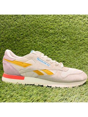 Reebok Classic Leather Chalk Bright Orange Womens Size 11 Running Shoes Sneakers